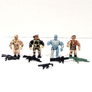 Lot of 4 Tipi Tosti Military Muscle Men Mini Action Figures w/ Guns Vintage 90s